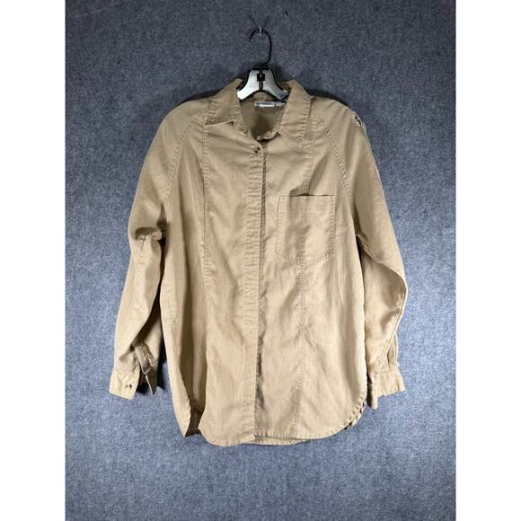 Vintage‎ Together Top Women 4 Brown Linen Blend Long Sleeve Embroidered Classic - Picture 1 of 8